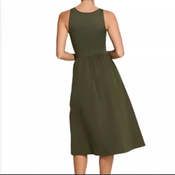 SPANX olive green smooth Jersey Mixed Media Midi Dress - Picture 13 of 13
